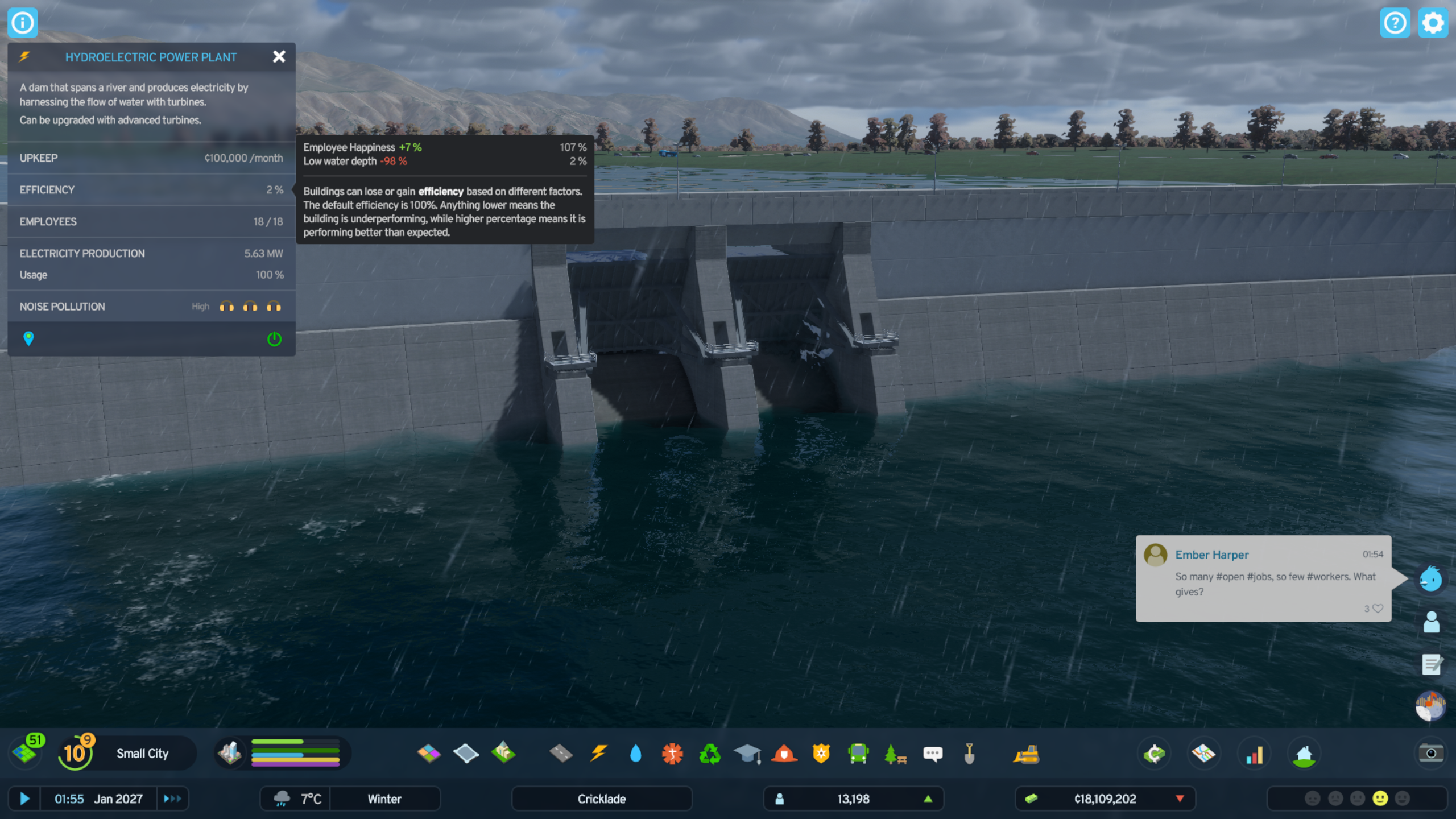 Duplicate - It seems I'm unable to upgrade the hydro power plant and issue  with low efficiency due to low water | Paradox Interactive Forums