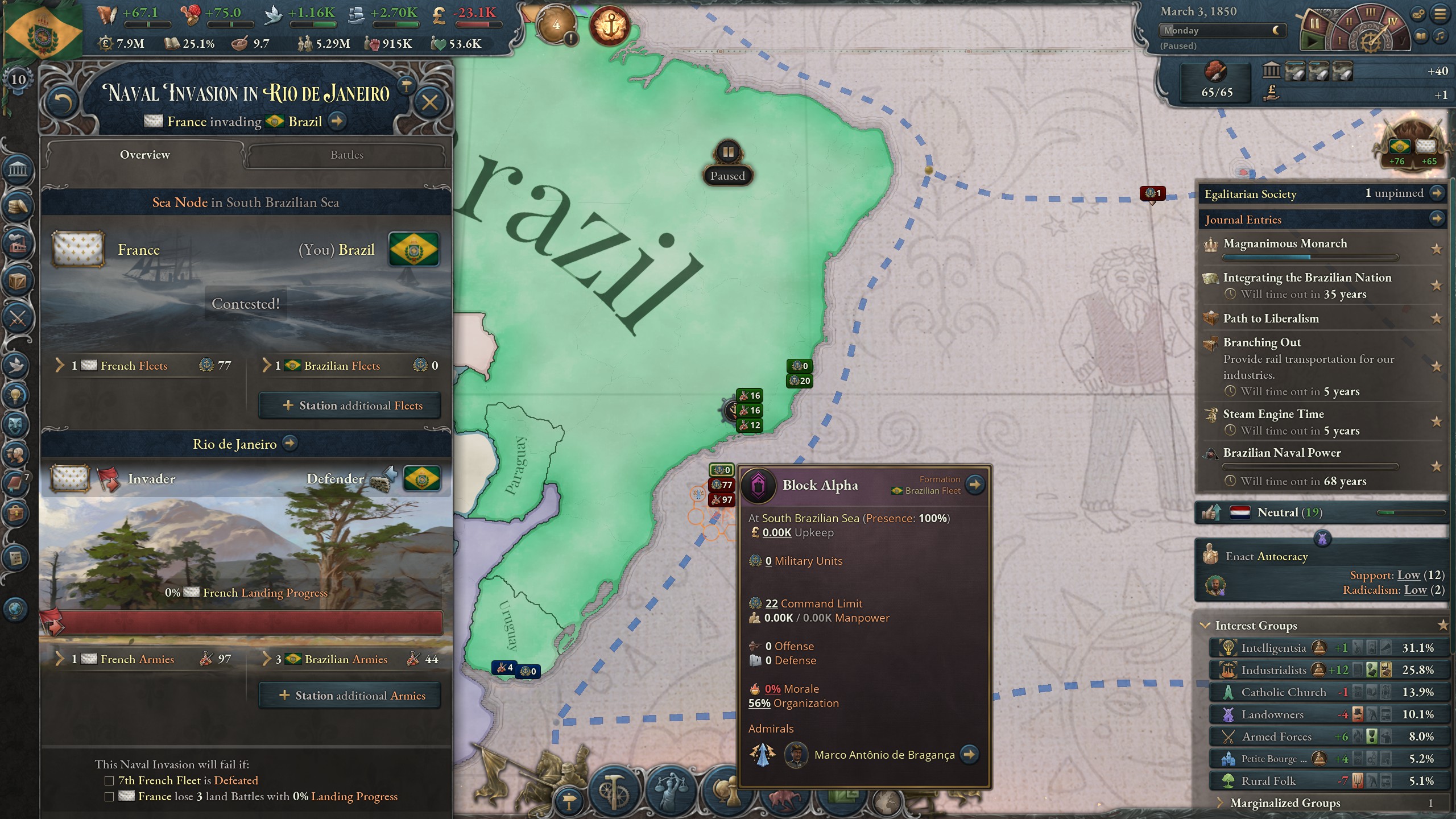 Exploit: A fleet with no ships (0+2 / 0+1) prevents naval landings ...