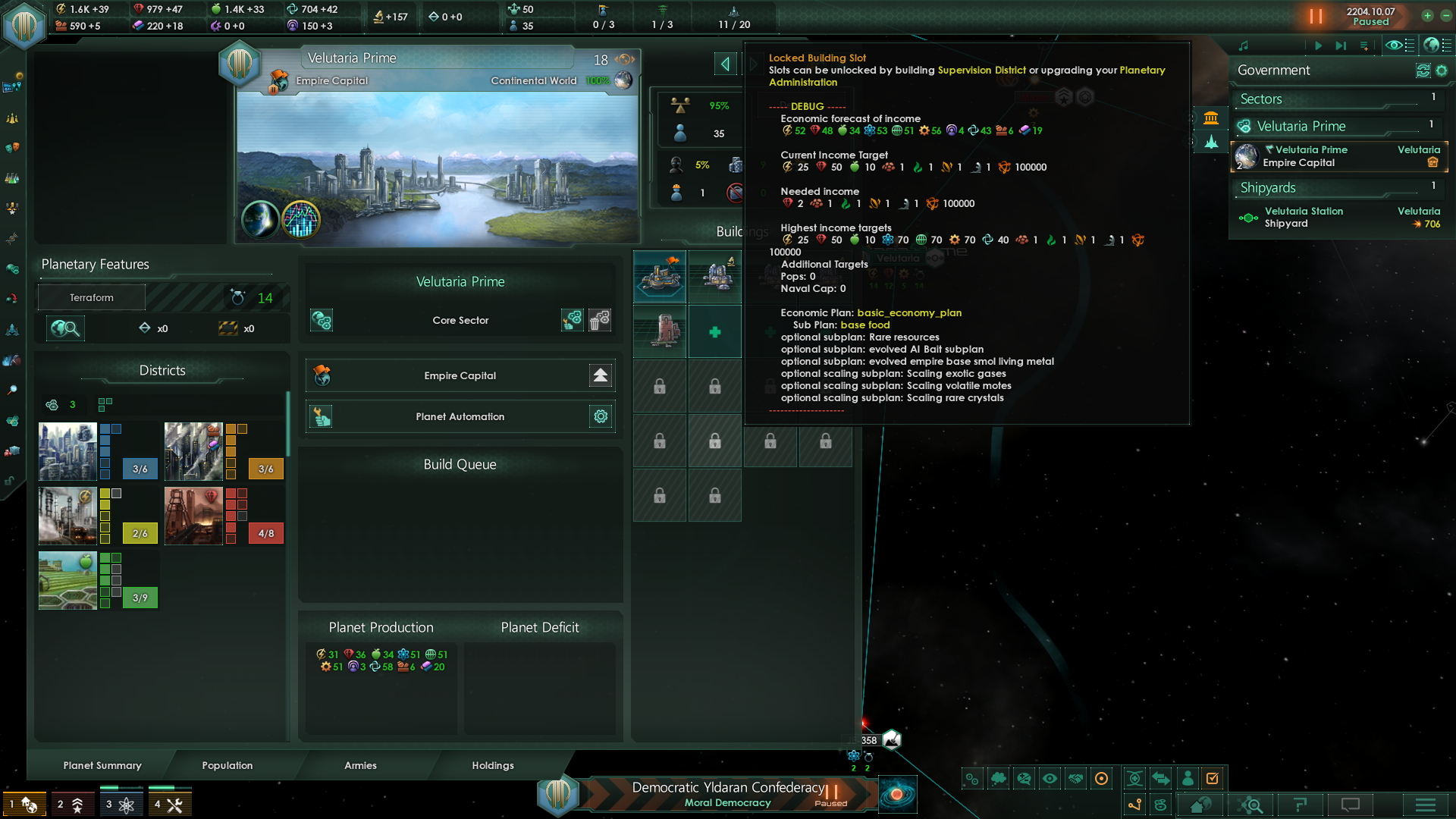 Stellaris - AI Economic Forecast includes resources of jobs that are ...