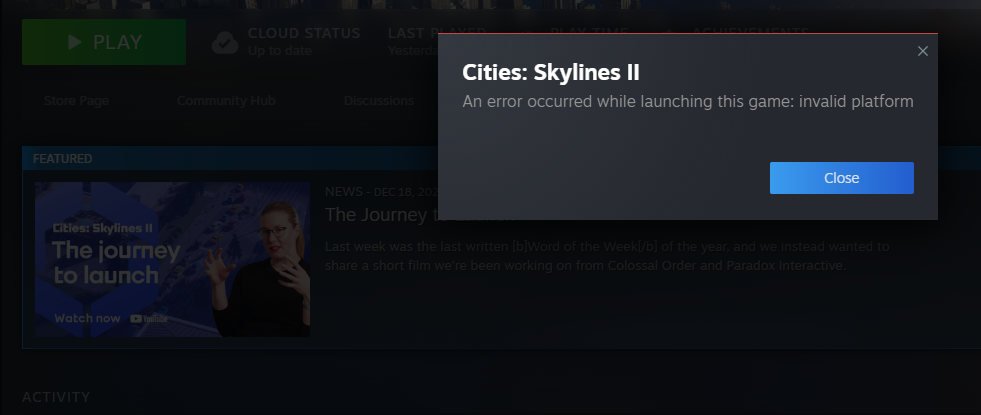Wont load on steams says invalid platform | Paradox Interactive Forums