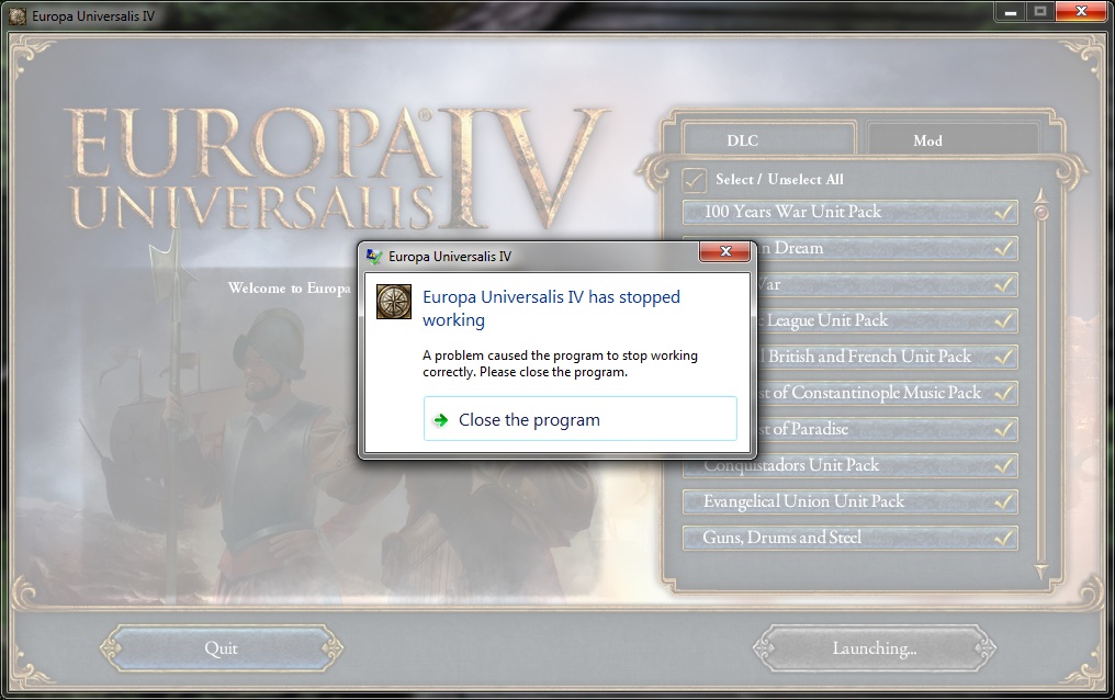 [1.8.1.0] EU4 Launcher Crash | Paradox Interactive Forums