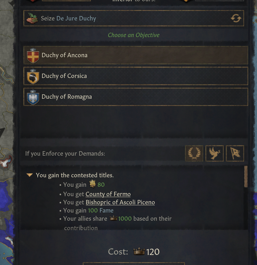 whats the difference between conquer duchy vs seize de jure duchy