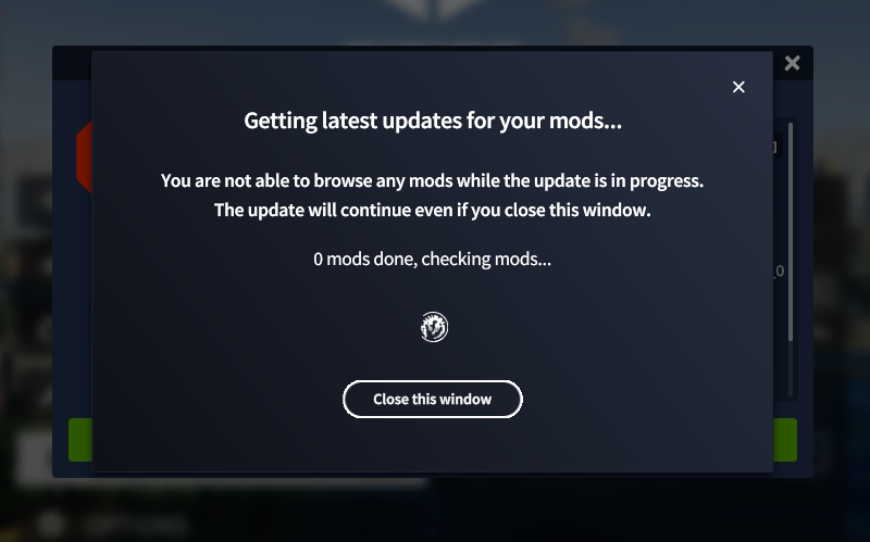 Can not go into the PARADOX MODS menu because installation of one MOD ...
