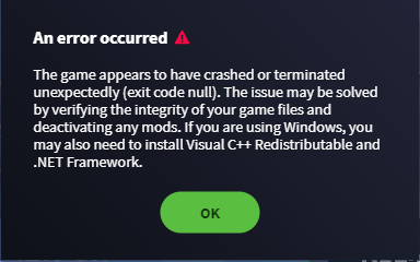 I am unable to launch the game. I get the message as shown in the ...