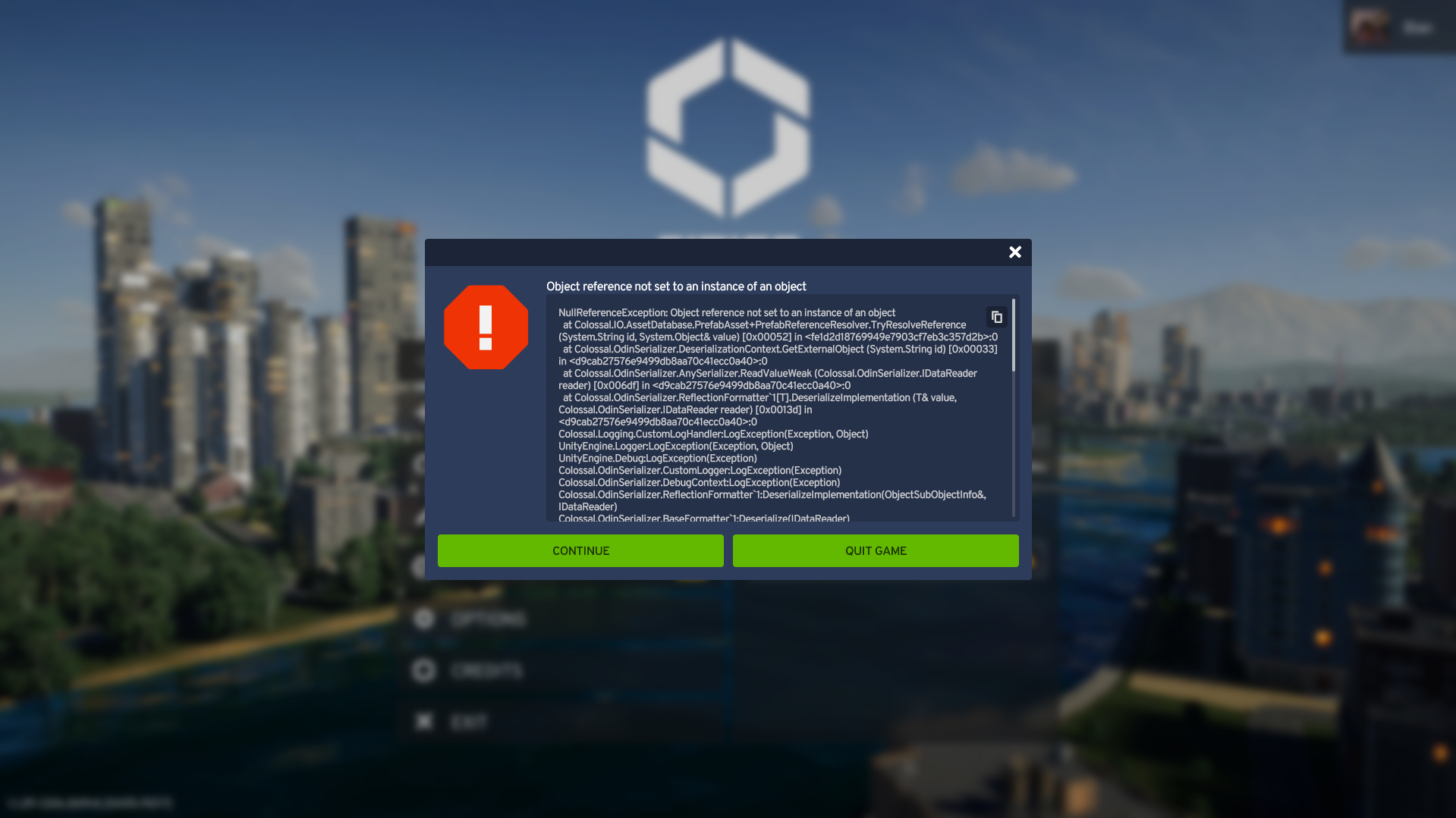 So. I launched the game, the game loaded up but when it was done ...