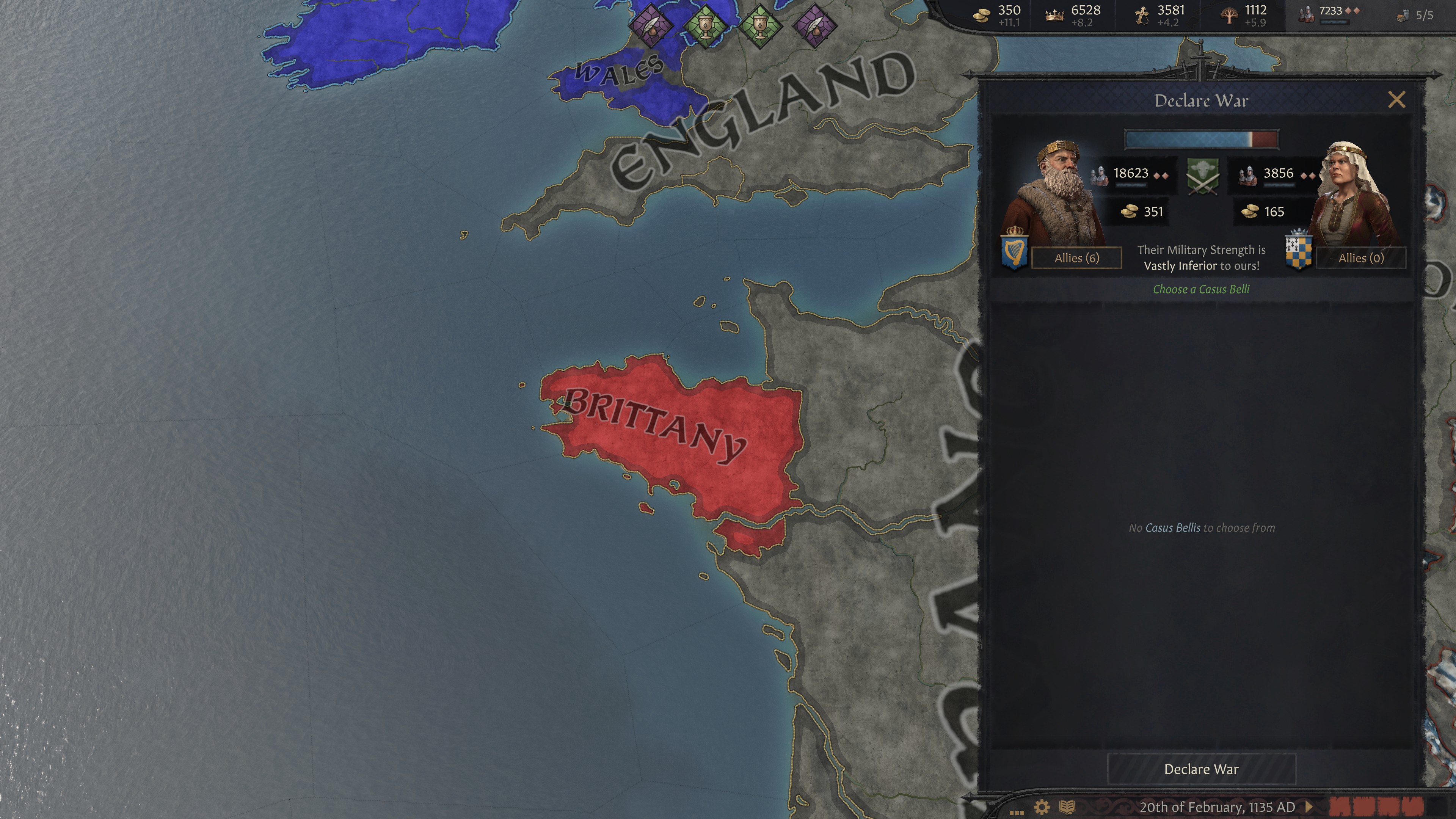 Declare war is selectable sometimes despite no CB Paradox Interactive