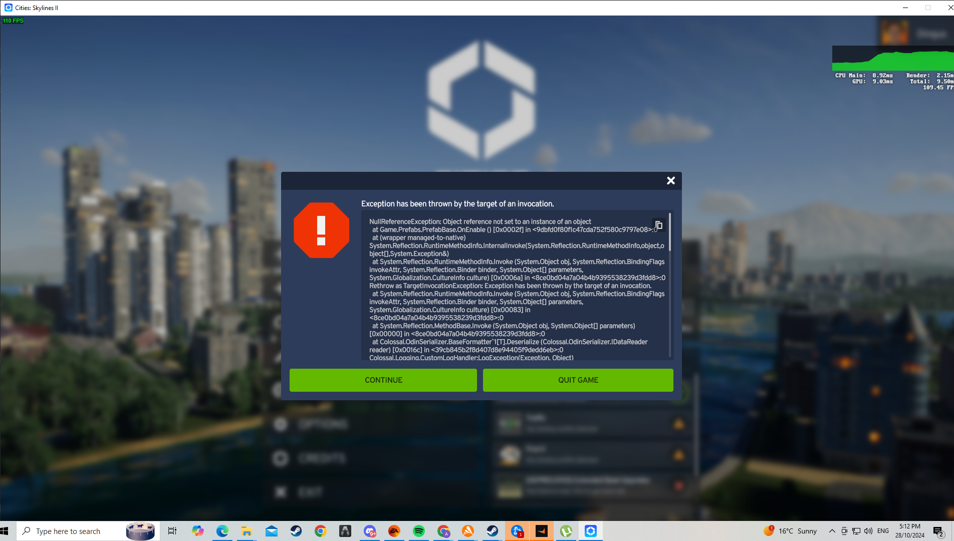 When running the game the following error is thrown. | Paradox ...