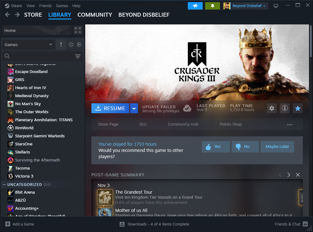Missing FIle Privileges to update on Steam | Paradox Interactive Forums
