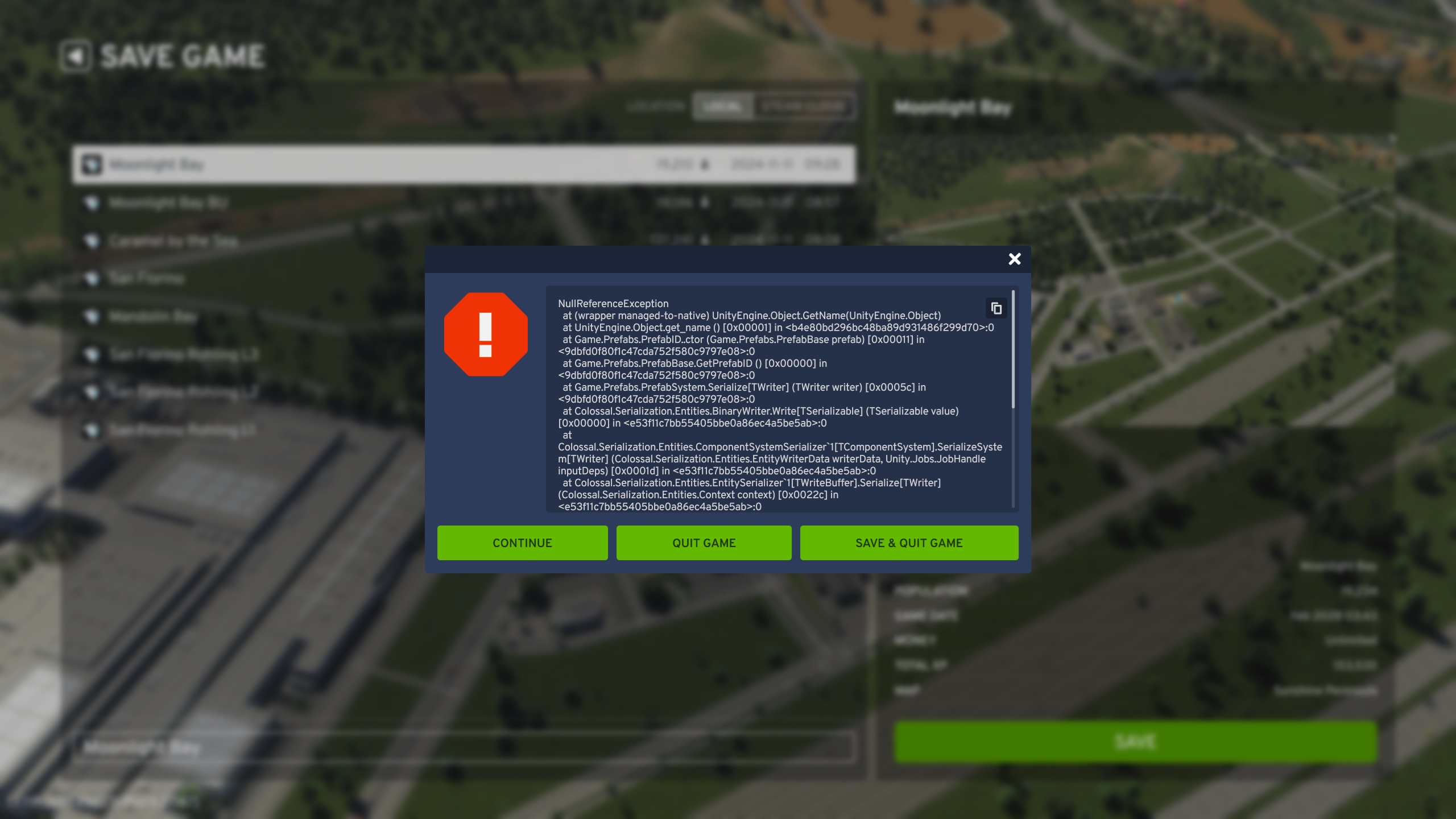 during gameplay the message "list of enabled mods changed" shows up and ...