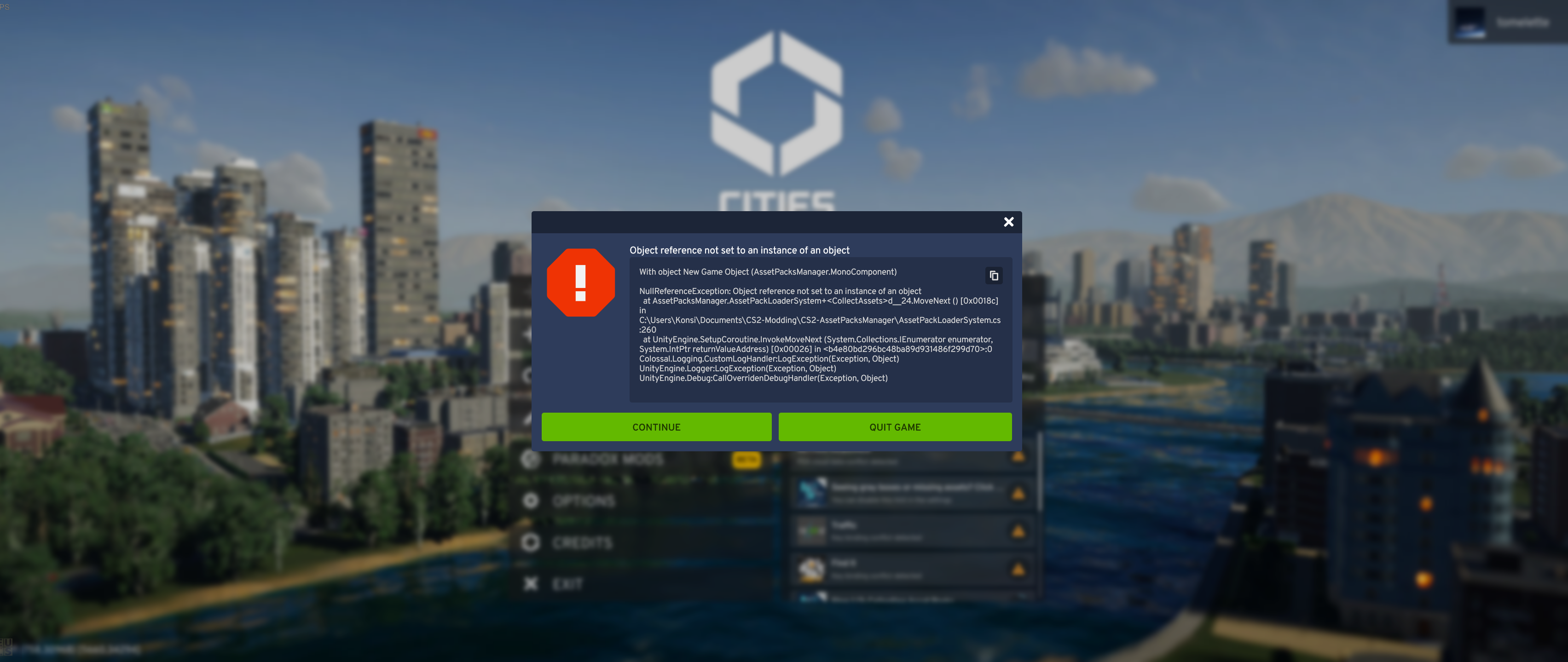 Game crashes after leaving to play at an area with high levels of ...