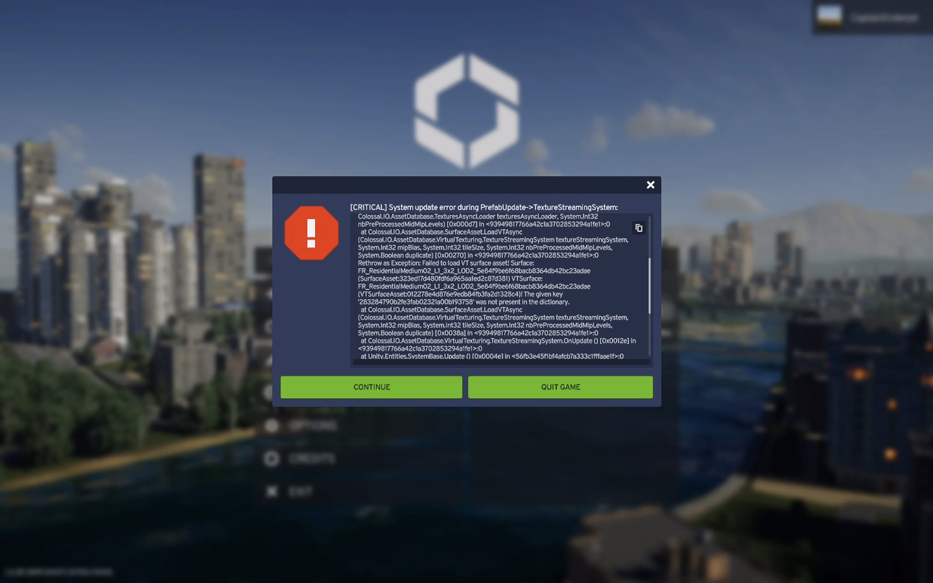 [CRITICAL] System update error during PrefabUpdate ...