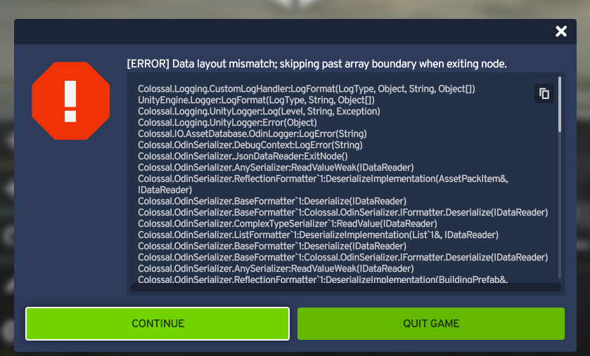 I am stuck in an endless loop of error messages upon launching my game ...