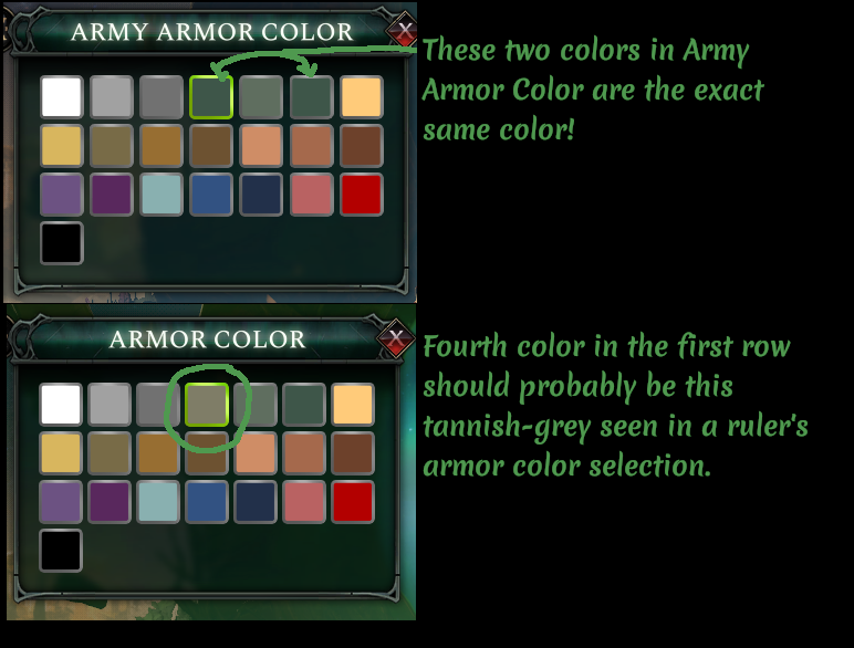 Confirmed - Army Armor Color Selection: One Color Duplicated and ...