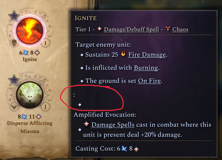 Confirmed - [Spellbook Visual Bug] Spell descriptions show empty bullet ...