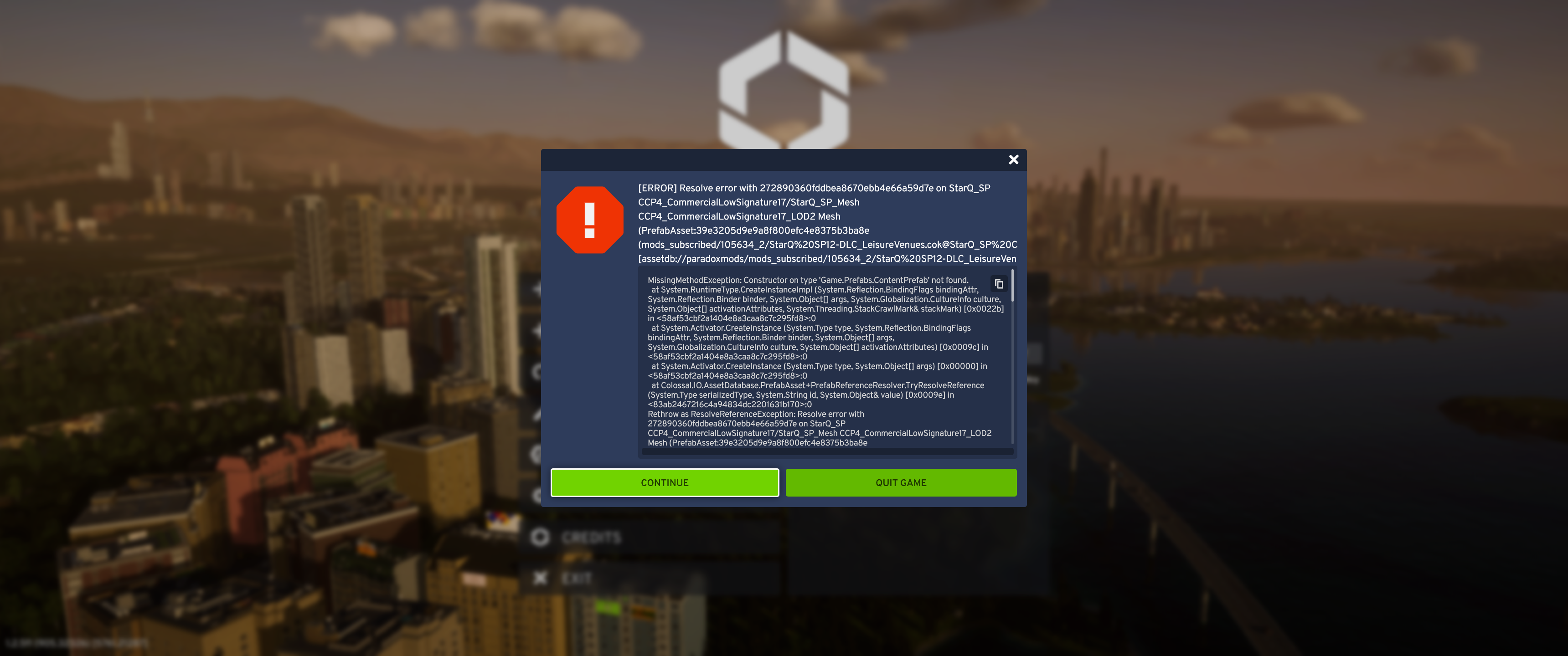 Error message loops, only option is to quit game | Paradox Interactive ...