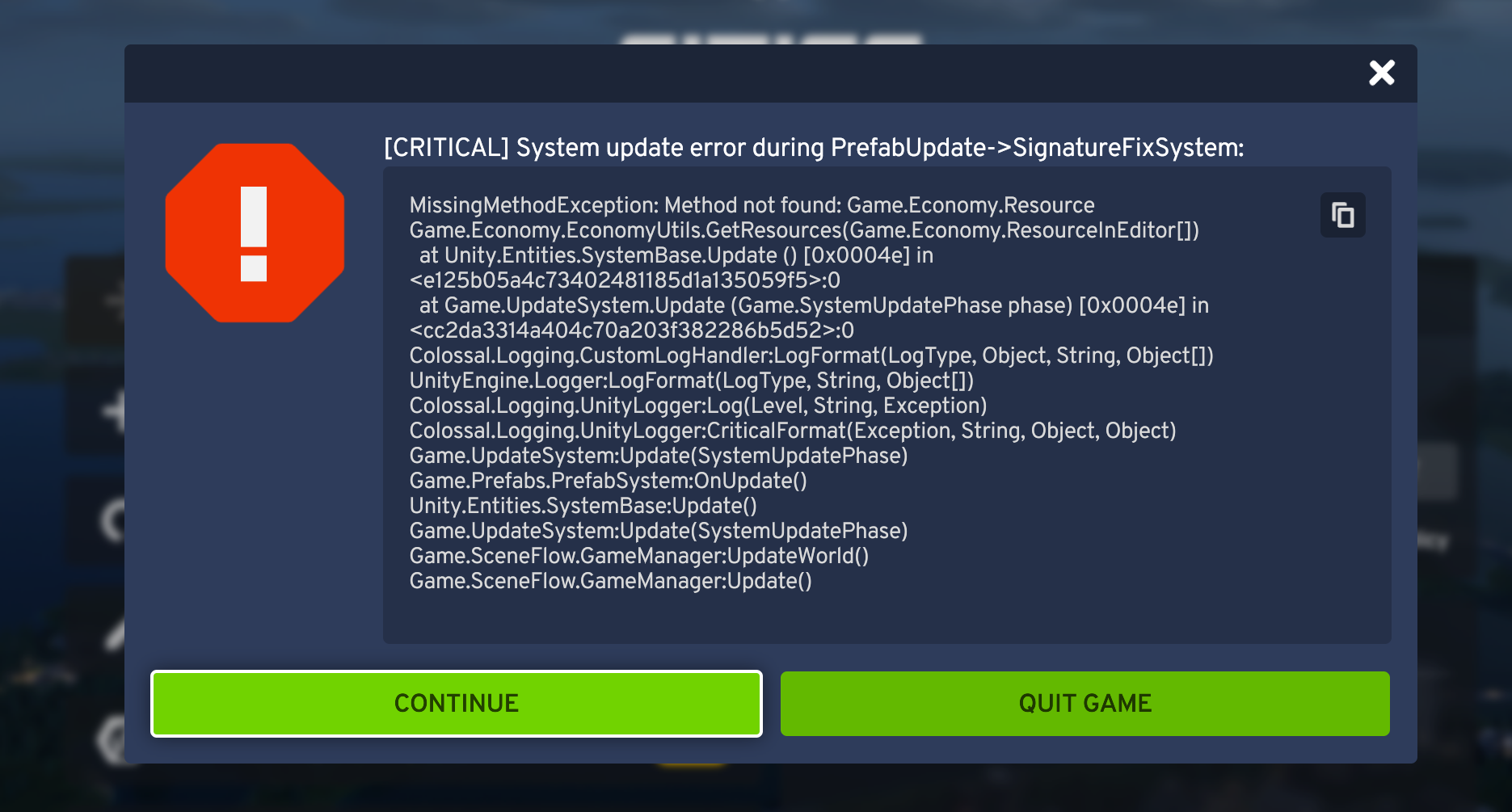 Fixed - After start, game get an error message and can only be closed ...