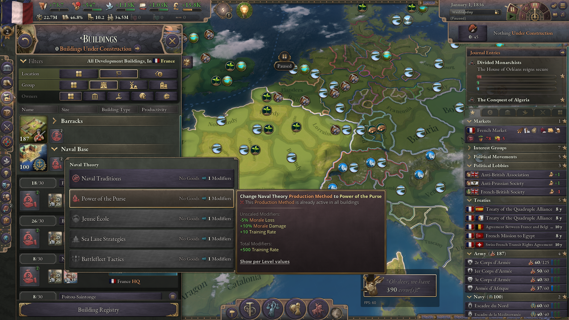 Training and Naval Theory PMs for Barracks/Naval Bases don't display ...