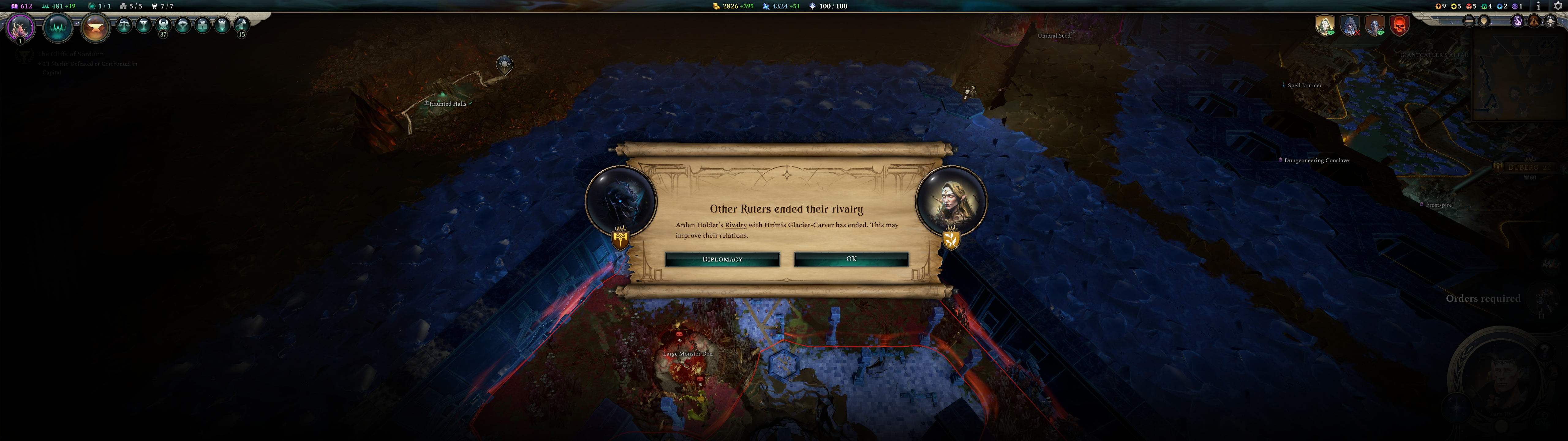 Wrong Ruler Duplicate - Message about rivalry ending uses the wrong ruler name ...