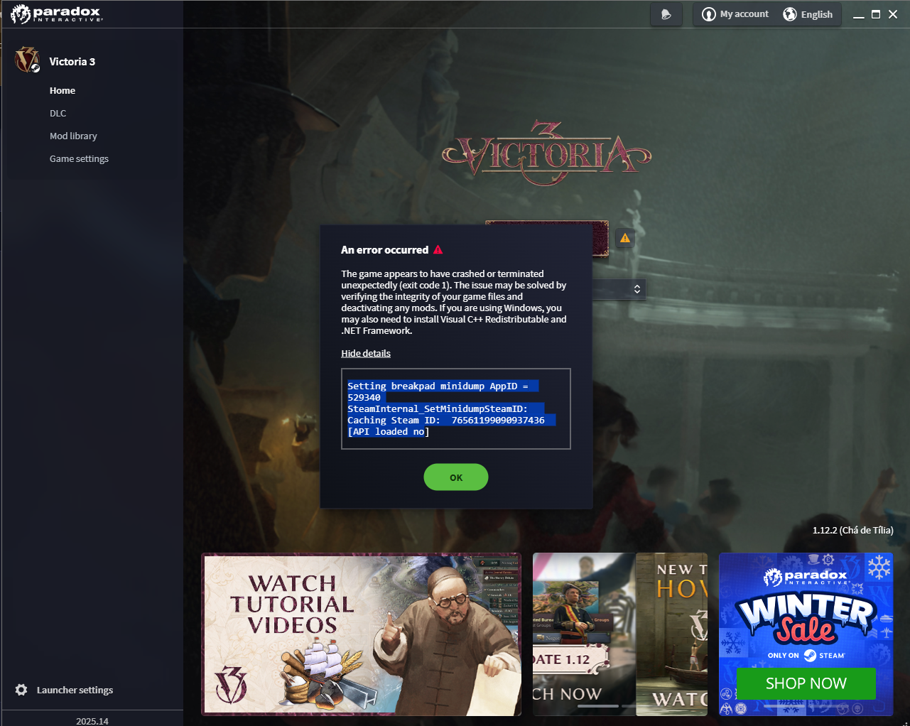 game crashes when launching the game after version 1.7.7 | Paradox ...