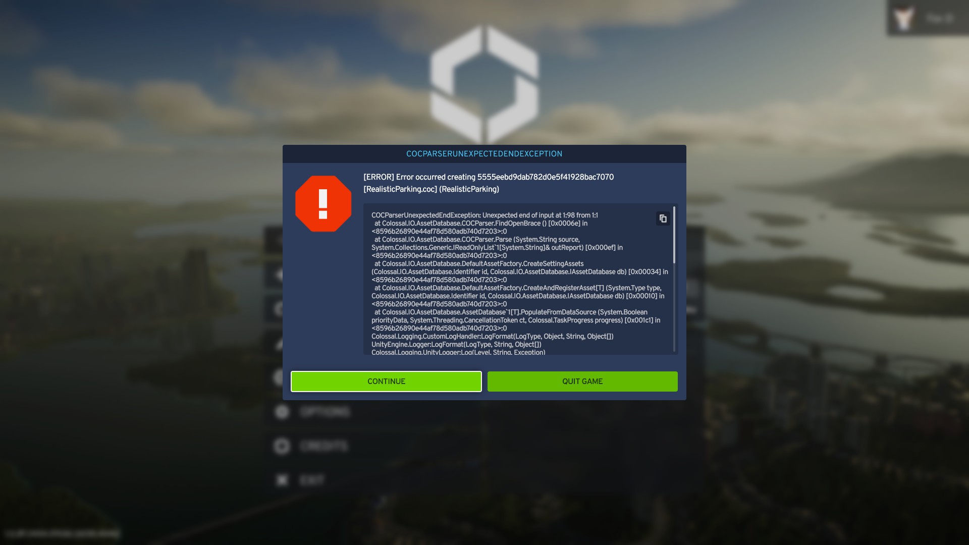 Weird COCPARSERUNEXPECTEDENDEXCEPTION error screen | Paradox ...