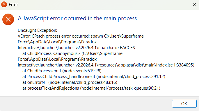 Error on the paradox launcher after the recent windows 11 update ...