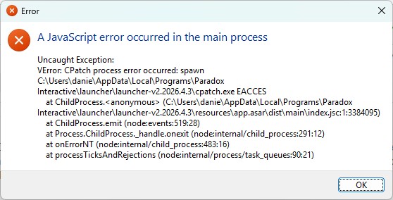Duplicate - Launcher bug: A JavaScript error occurred in the main ...