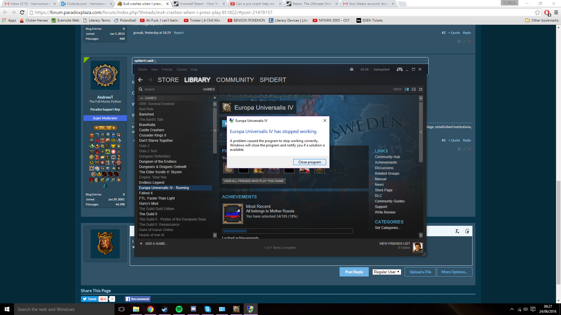 Eu4 crashes when I press play | Paradox Interactive Forums