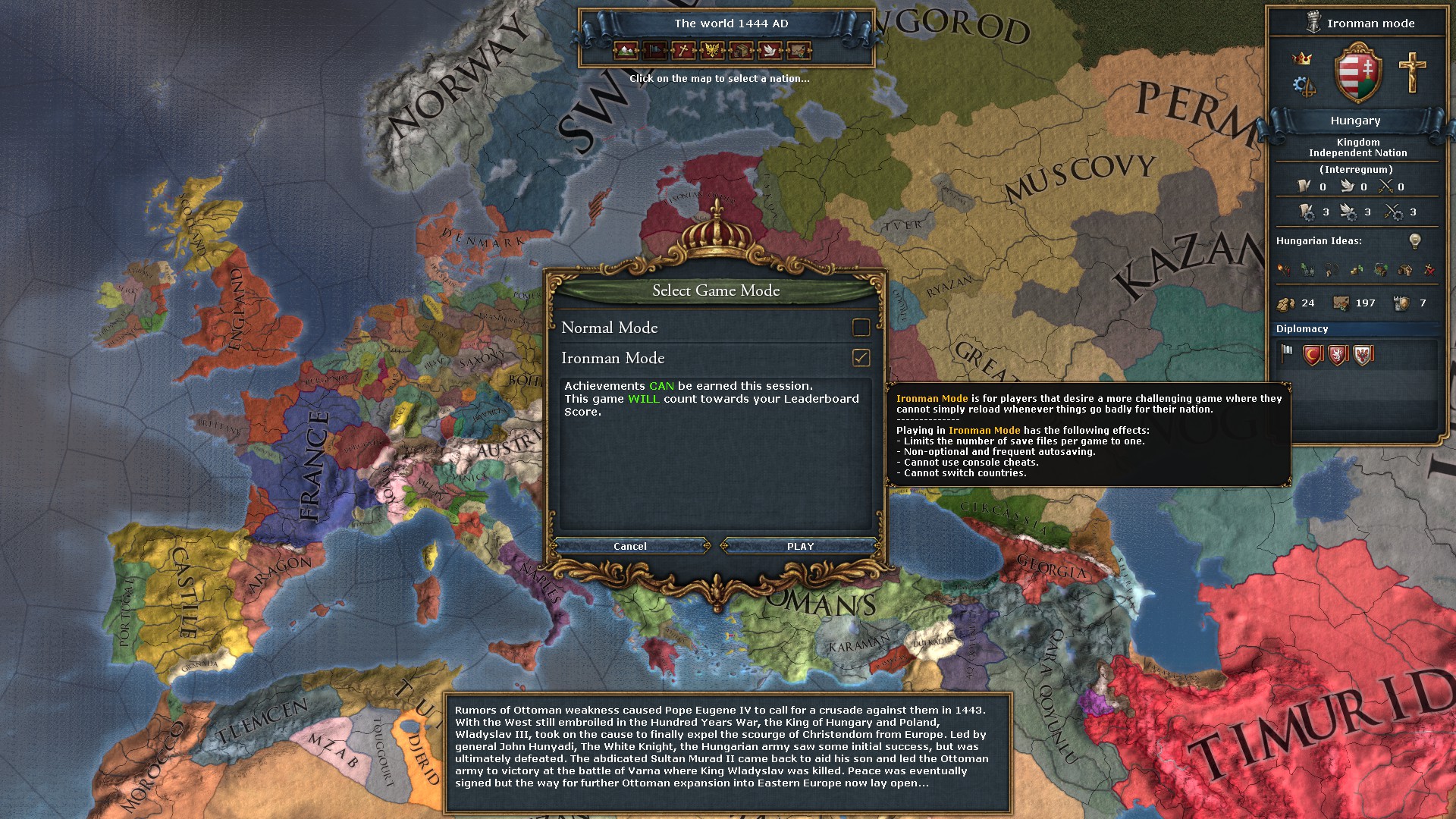 EUIV Ironman Mode Not working | Paradox Interactive Forums