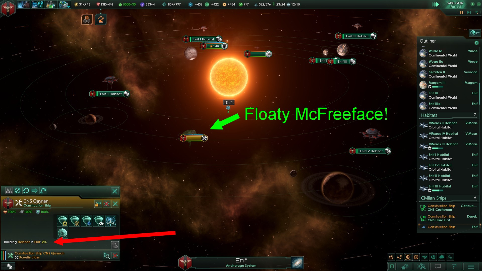 Stellaris Stellaris [2.0.1] [fb8b] Habitats can can be build free