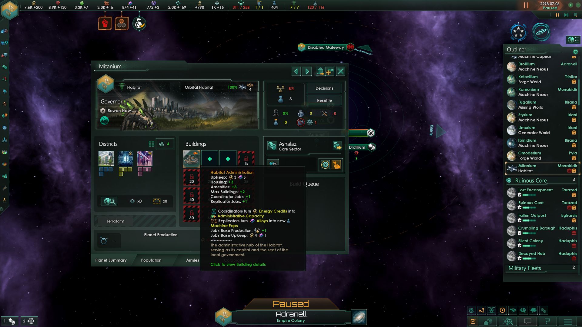 Stellaris Machine empire habitat capital buildings still provide