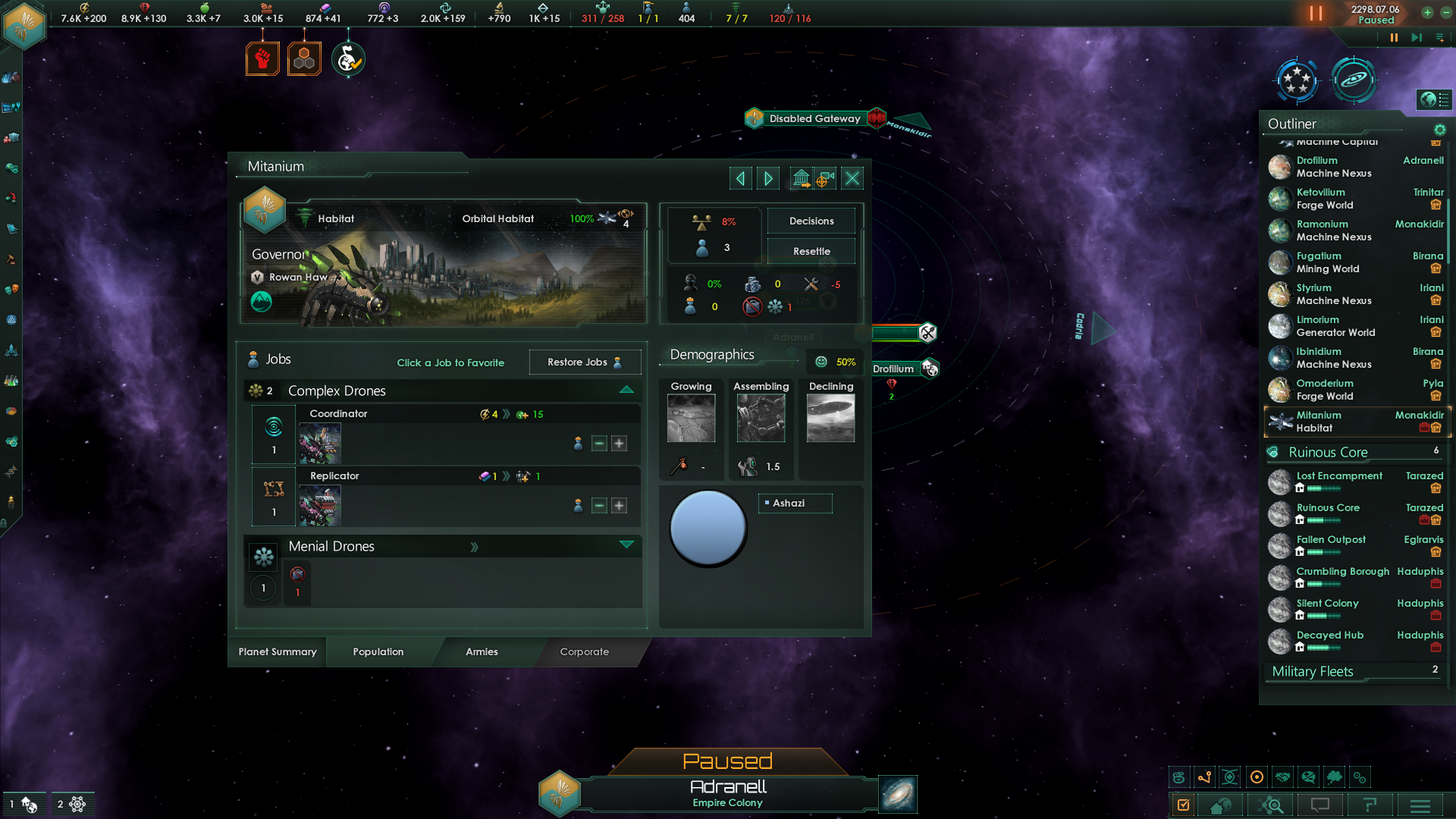 Stellaris Machine empire habitat capital buildings still provide