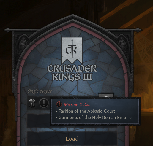 CK III - The game doesn't allow me to play my saves 80% of the time ...