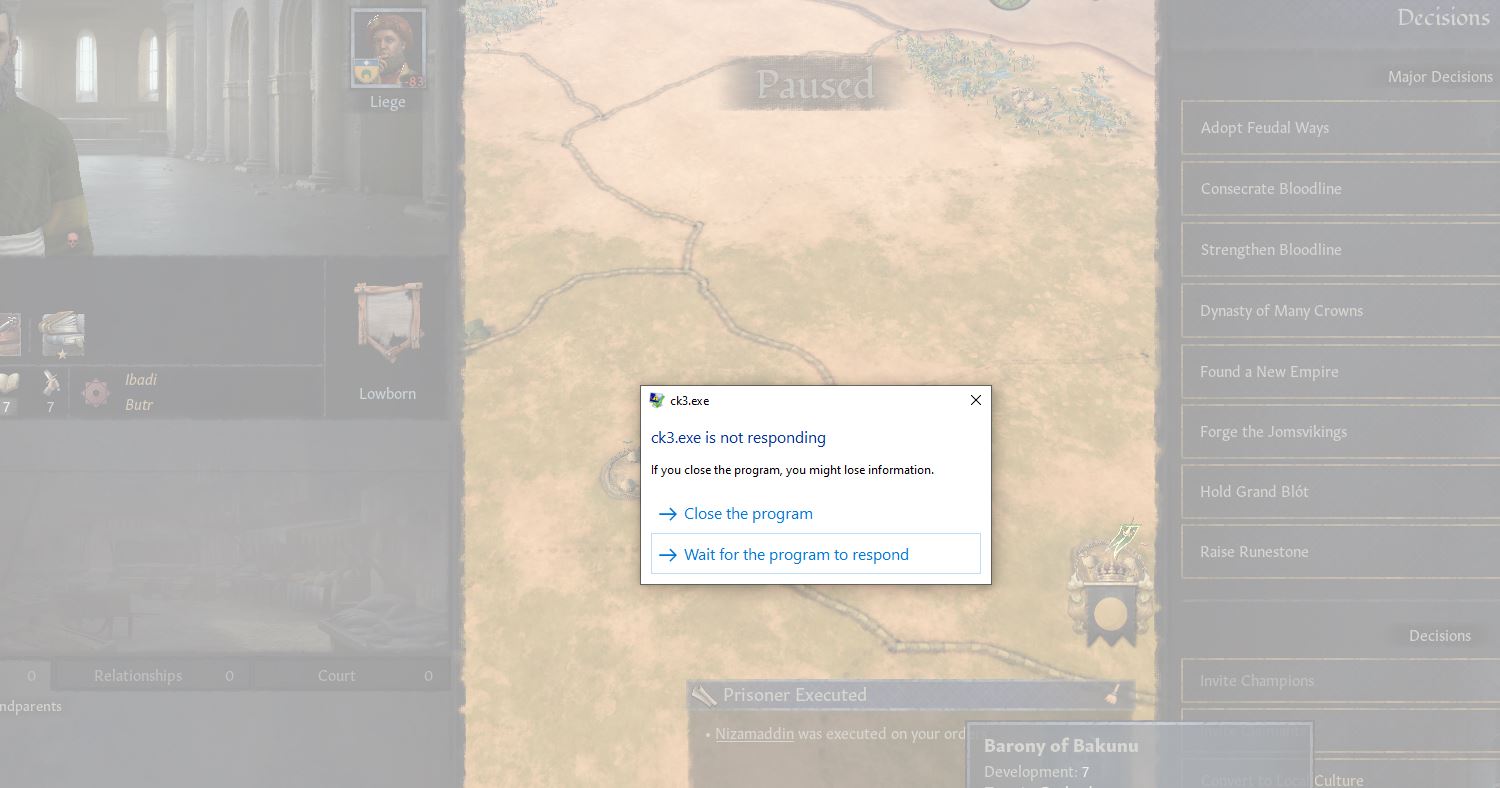 Confirmed - CK III - The game crashes and I constantly get CK3 not ...