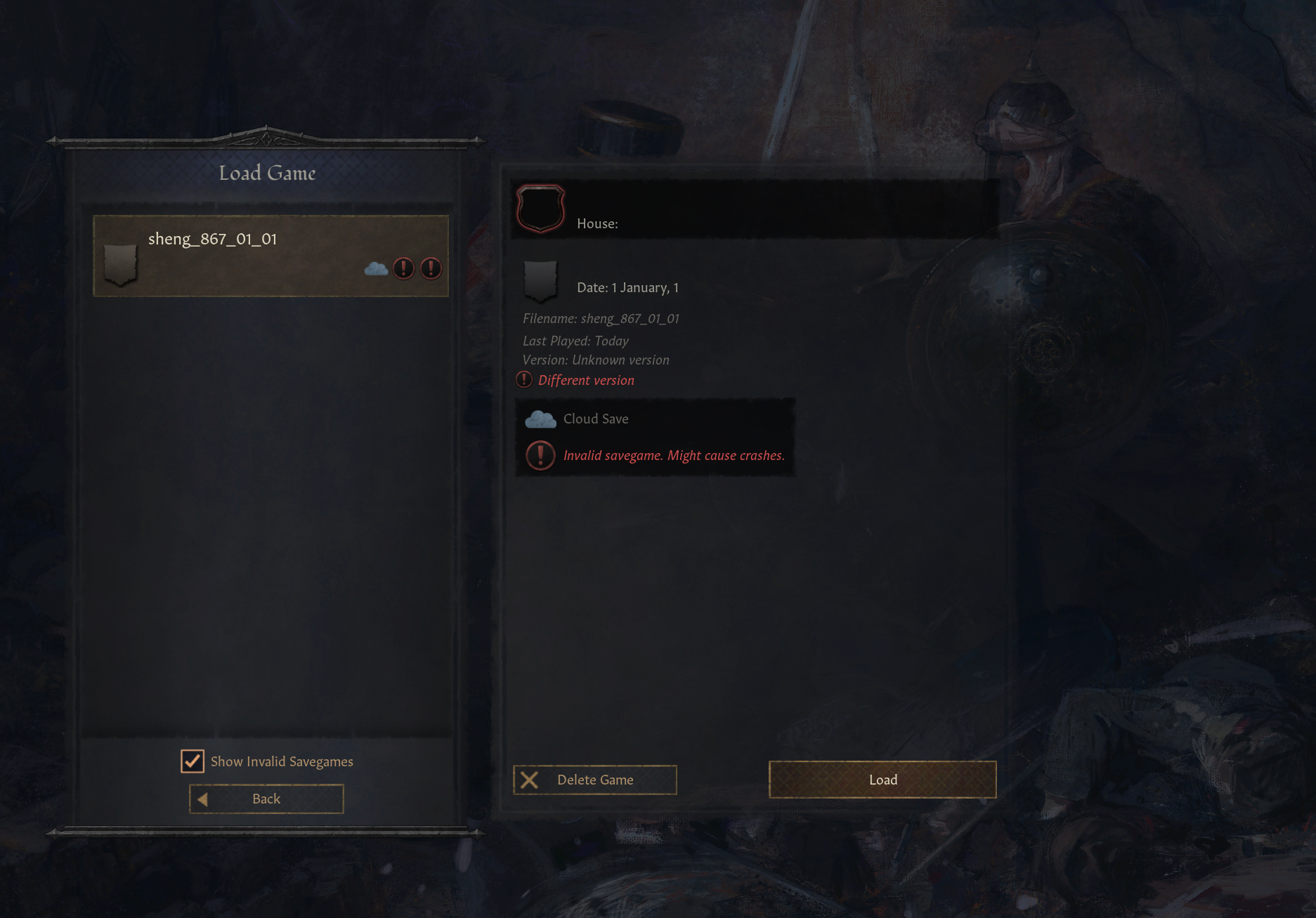 CAN'T LOAD CK3 GAME | Paradox Interactive Forums