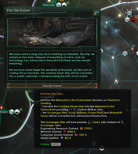 Stellaris Broken Shackles origin Scavenger Sites do not upgrade to