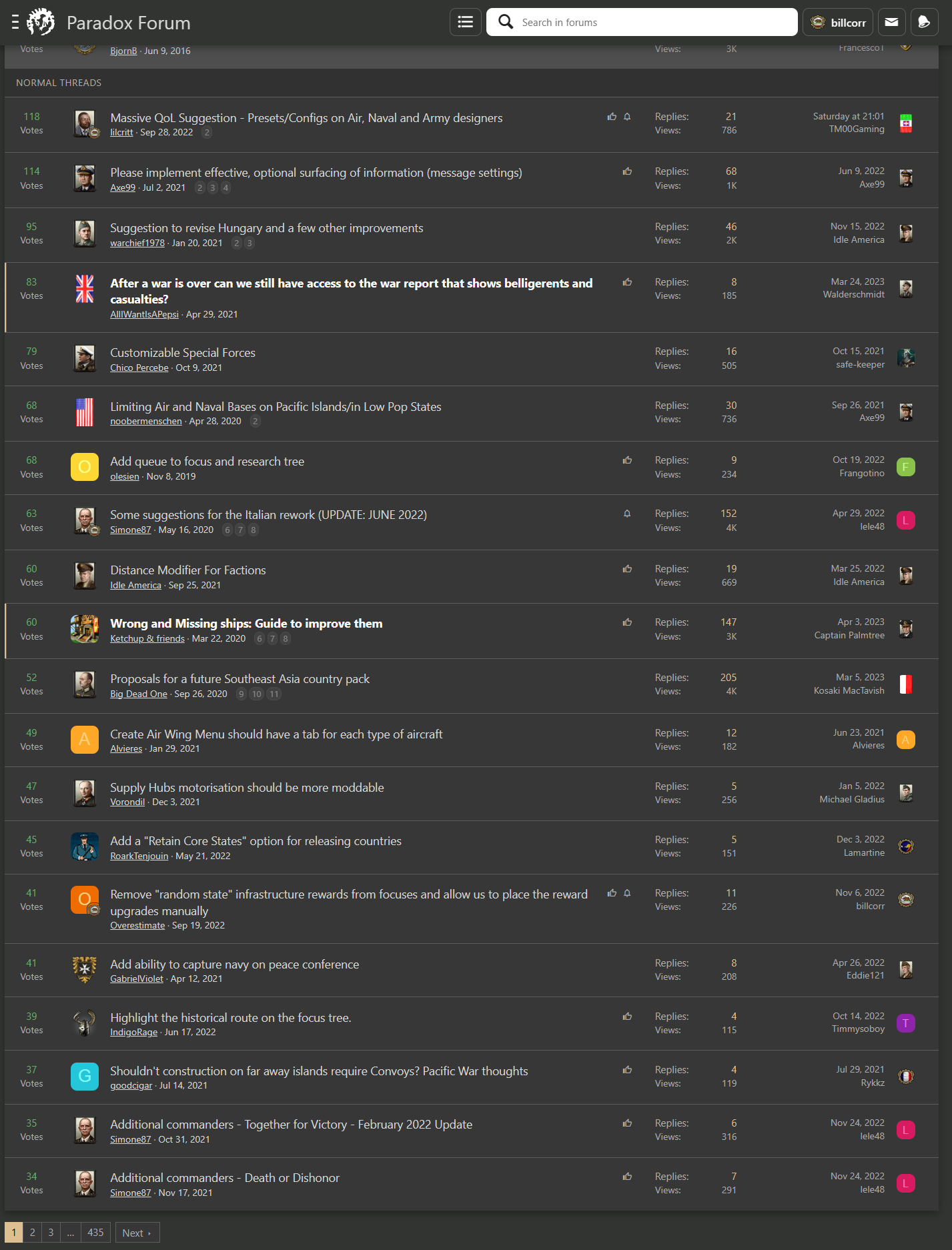 Most popular suggestions (as of 16 April 2023) | Paradox Interactive Forums