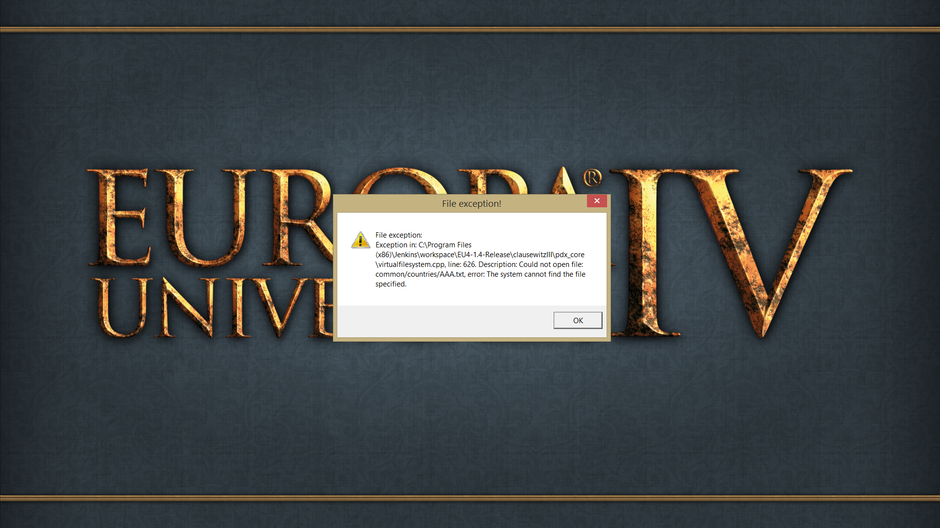 EU4 crashes on launch, on first loading screen (WIN8.1 64 bits ...