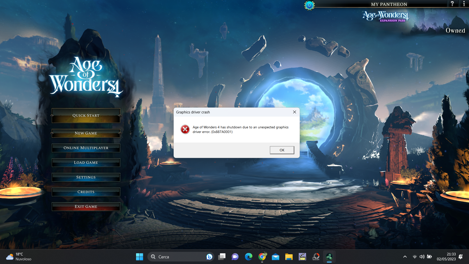 Duplicate - Crash with error 0x887A0001 | Paradox Interactive Forums